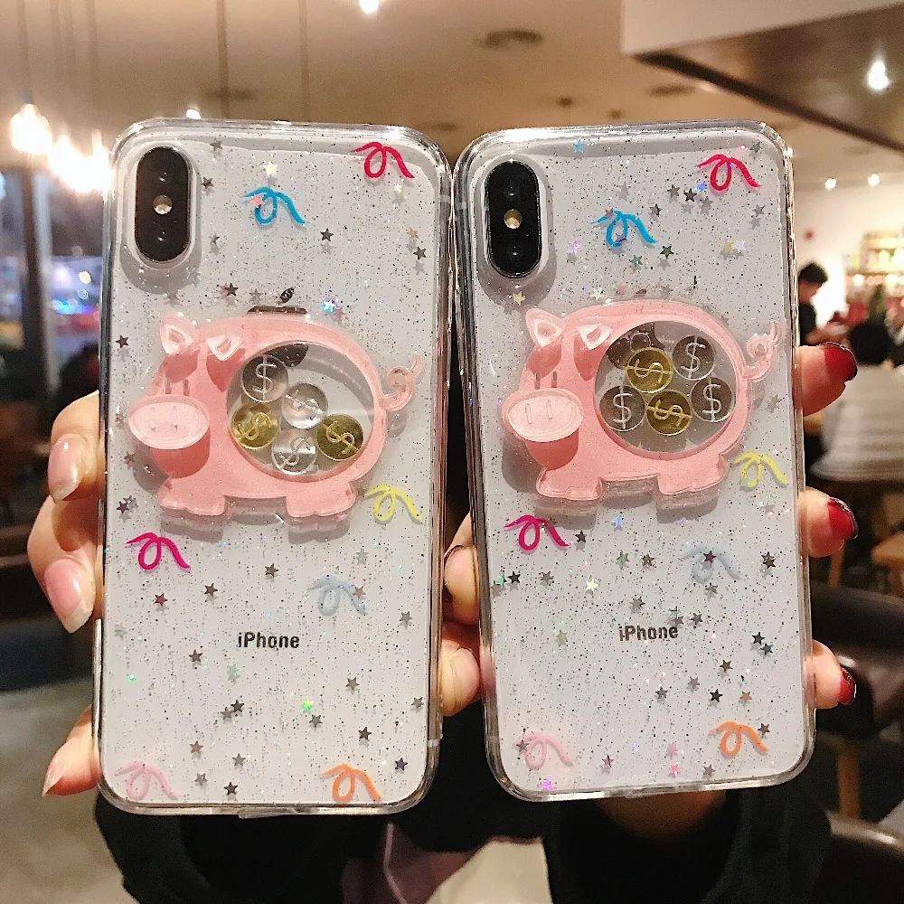 ORYKSZ блестящий прозрачный силиконовый чехол для телефона Lucky Pig Для IPhone Xs XSMAX XR s 6S 7 8