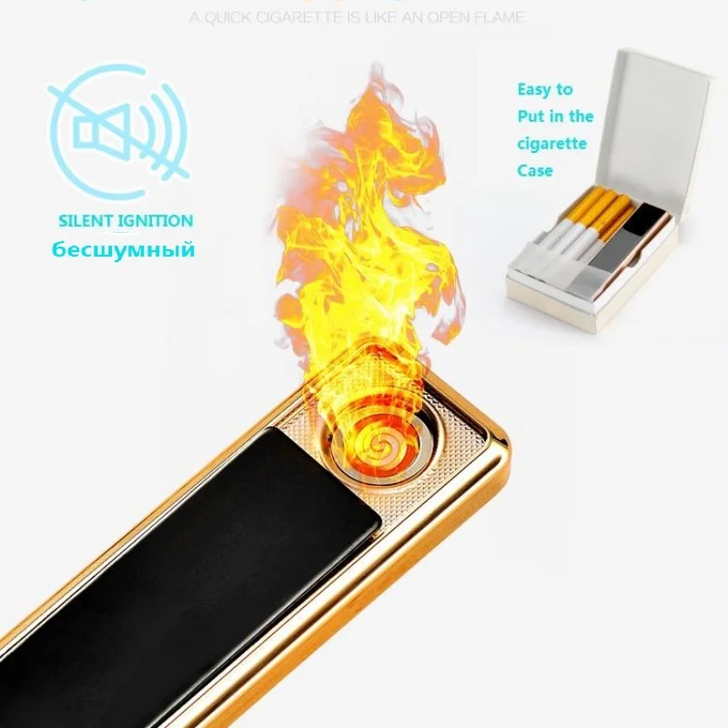 10 шт.. слайдер USB Электронная зажигалка портативная непламенная ветрозащитная