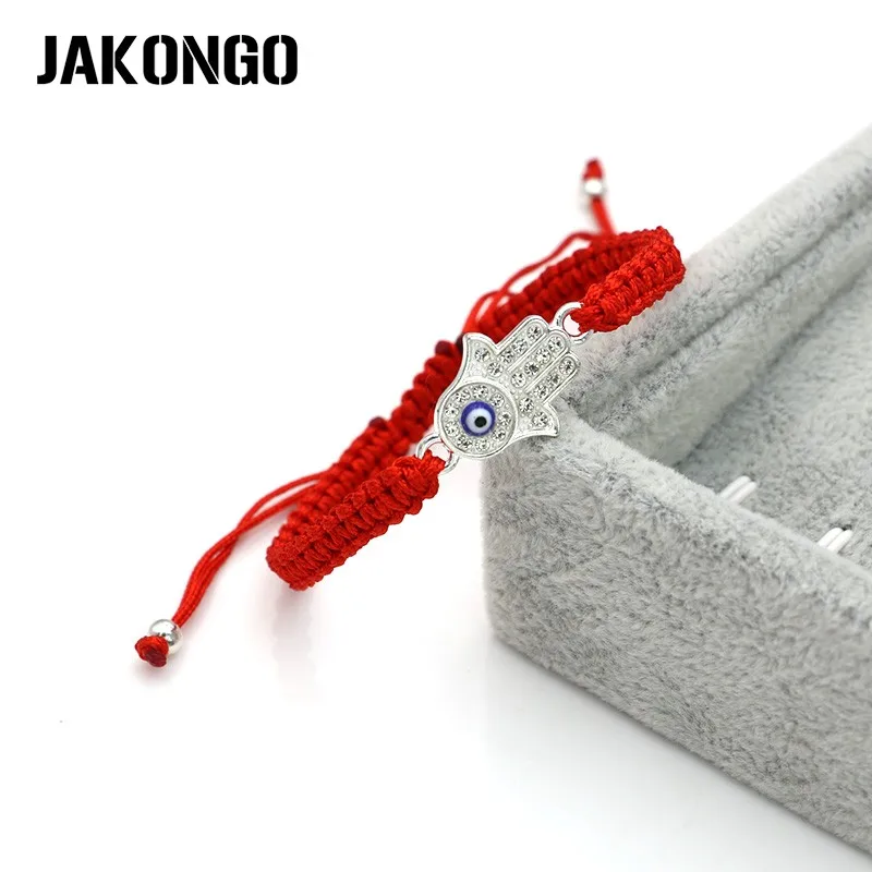 Браслет JAKONGO с Красной веревкой для мужчин и женщин регулируемый плетеный