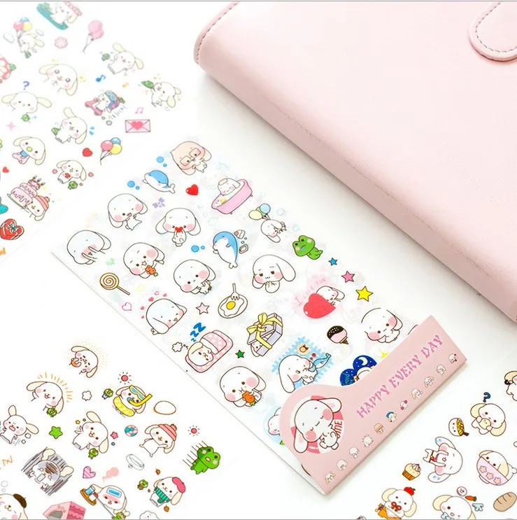 S032 Dog 6 листов DIY Красочные Molang кролики kawaii наклейки для дневника планировщик дневник бумага Скрапбукинг альбомы фотобирка - Цвет: S032 Dog