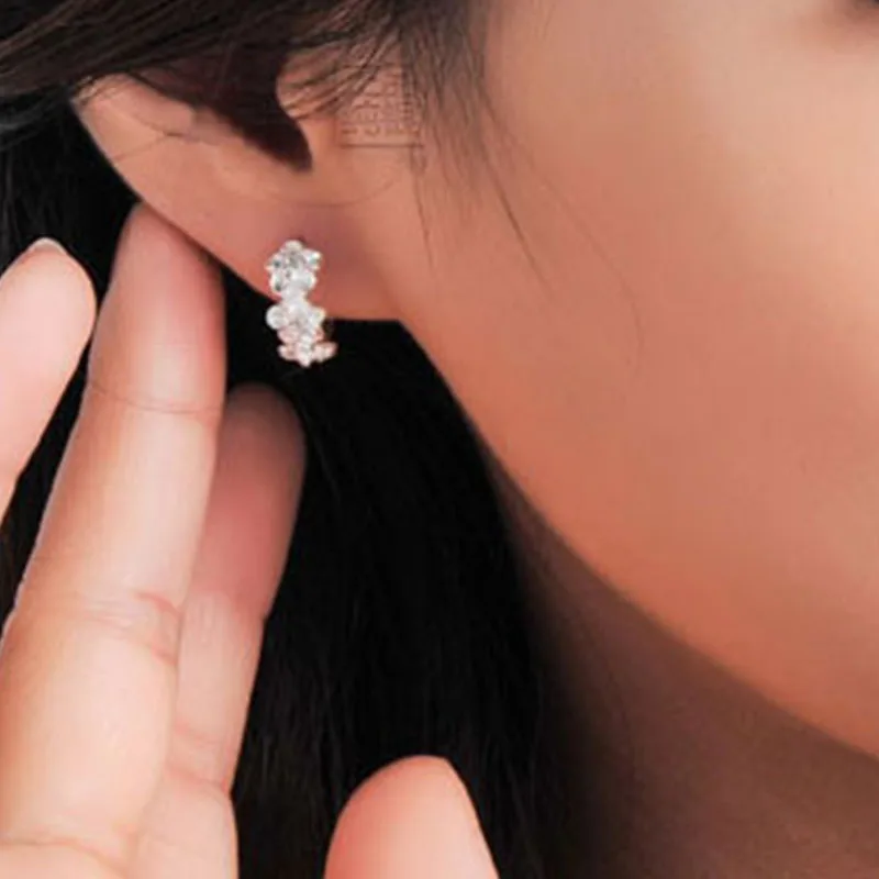 

Top Sale 925 Sterling Silver Earring Woven Flowers Shape Earrings Embed CZ Crystal Pretty Earring For Wedding Accessories