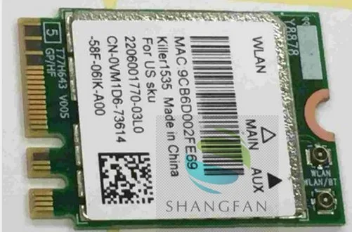 Двухдиапазонный беспроводной Killer Wireless AC 1535 N1535AC 1535AC 1535NGWAC DW1535 867 Мбит/с NGFF Bluetooth4.1