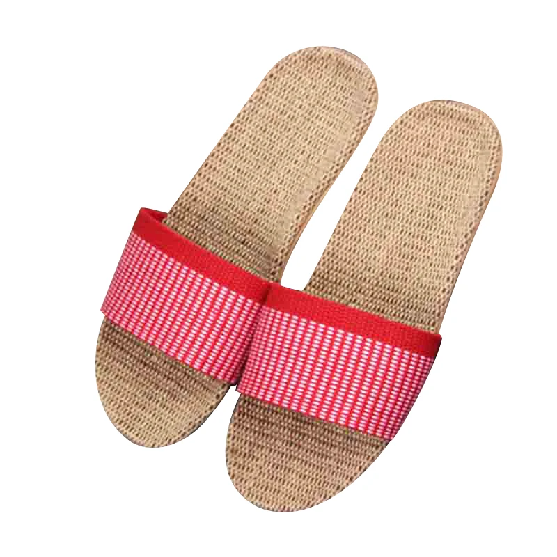 Летние домашние шлепанцы женская обувь повседневные тапочки мягкие пеньковые