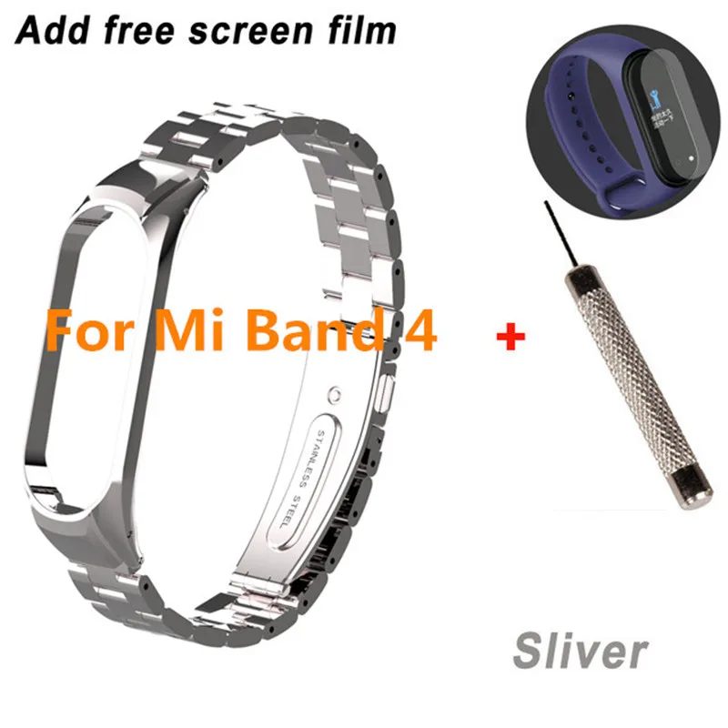 Mi band 3 mi band 4 сменный металлический ремешок на запястье браслет из нержавеющей стали браслеты mi Band 3 ремешок для Xiaomi mi band 4 - Цвет: tool protector mi 4