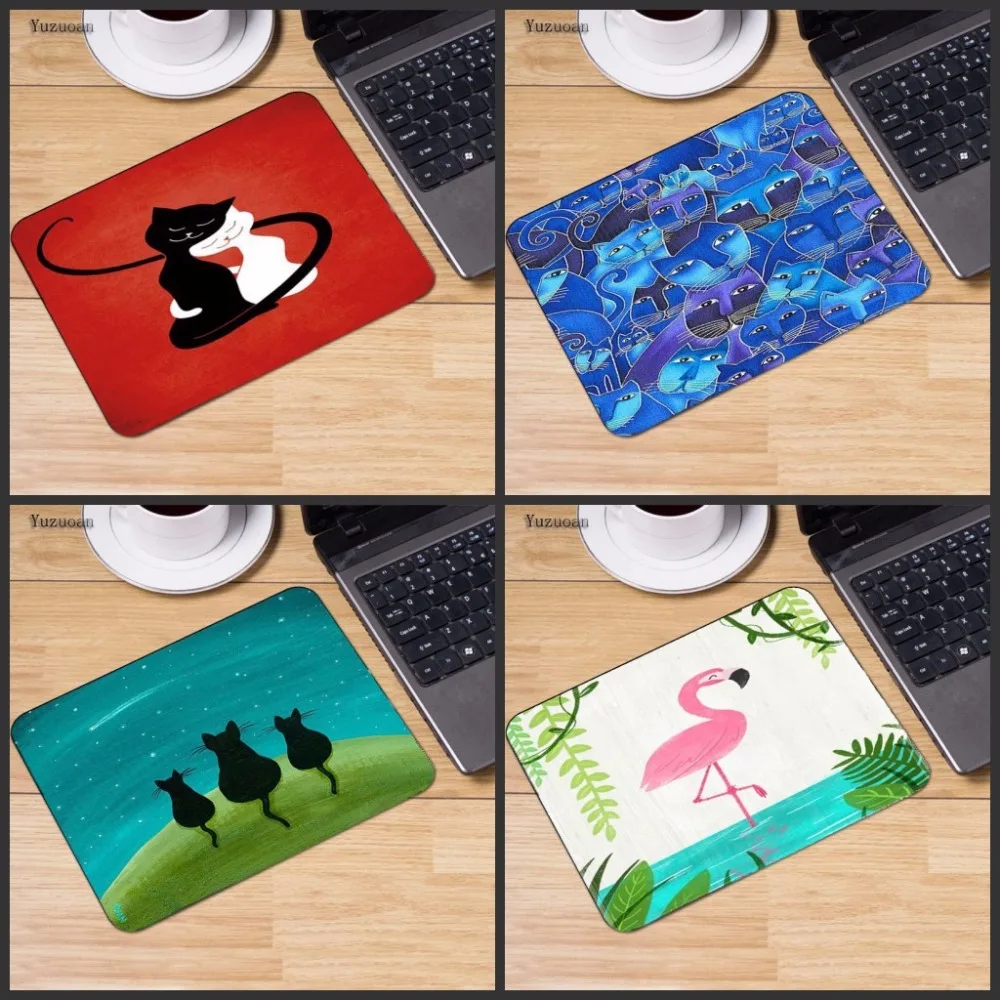 Игровые коврики Yuzuoan Red Flamingos и Cute Cat gamer размер игровой клавиатуры коврик для мыши
