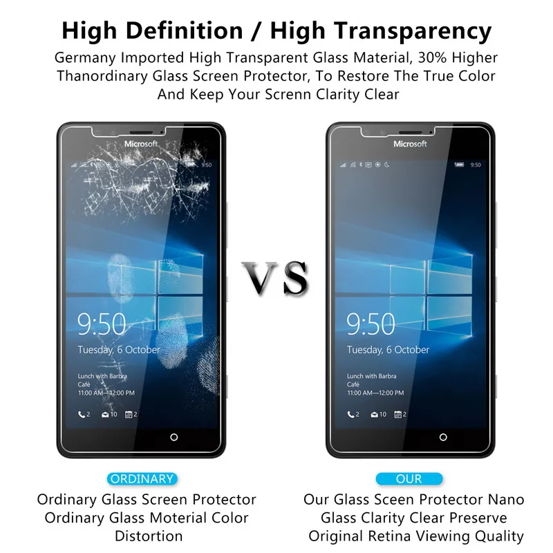 Закаленное стекло для Microsoft Lumia 535 550 650 630 635 530 Защитная пленка Nokia 640 950 XL 640XL 950XL |