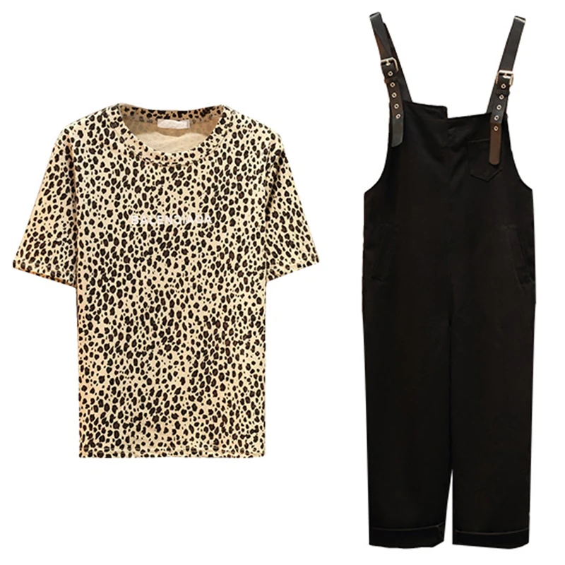 Женский комплект из двух предметов Trytree повседневный Леопардовый топ +