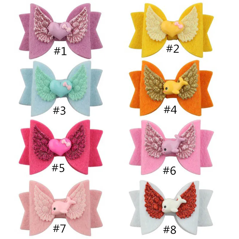 

30pcs/lot ,3inch Glitter Wings Design Hair Bow Sparkly with Hair Clip Kids Heart Bows Hairpins for Girls Hair Accessories