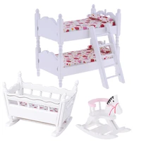 112 dollhouse miniature bedroom furniture wooden bunk bed strawberry mattress nursery cradle cockhorse