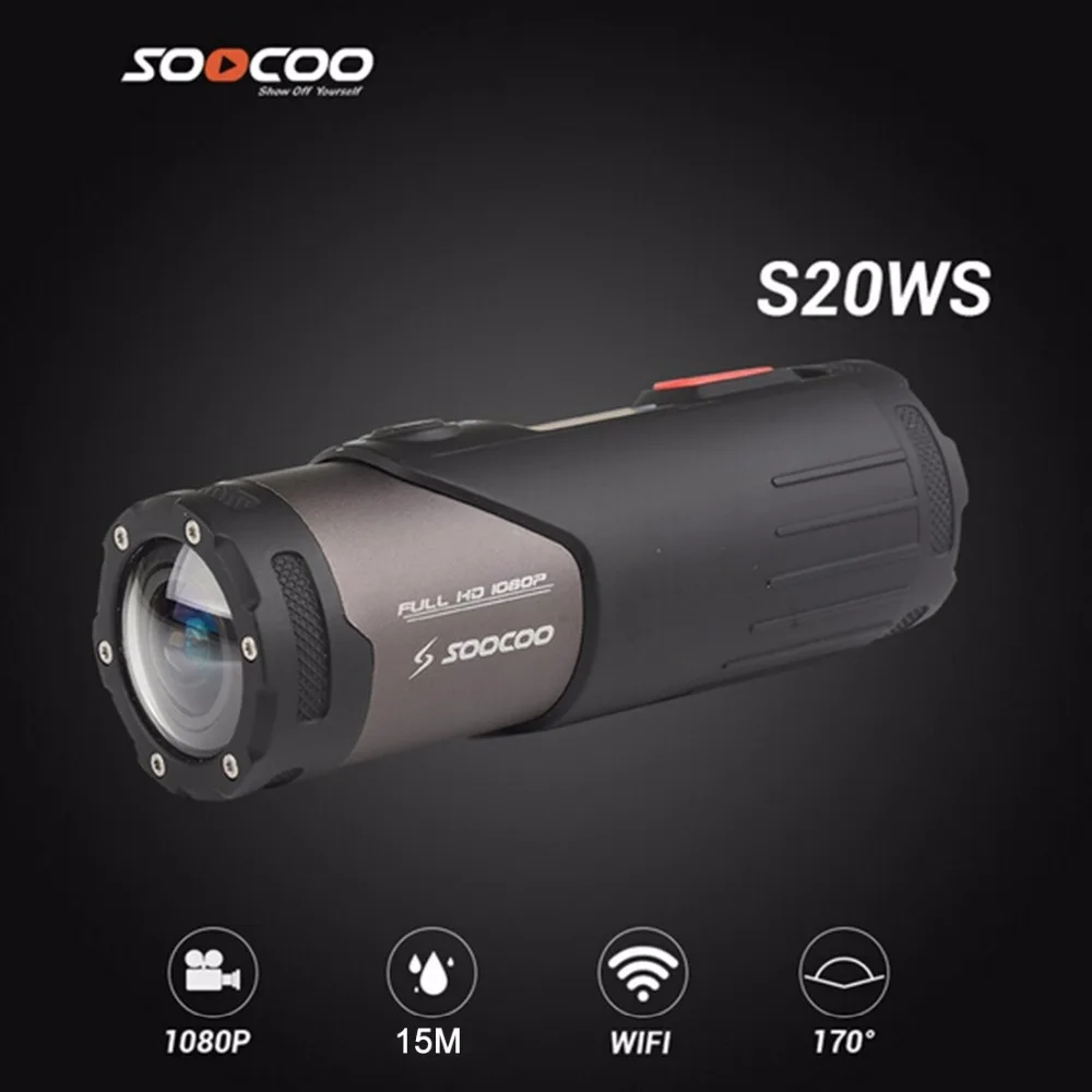 Оригинальная Спортивная камера SOOCOO S20WS HD 1080P WiFi 12 МП, широкоугольный объектив 170 градусов, 15 м, водонепроницаемая HDMI 10,8x3,5x3,5 см