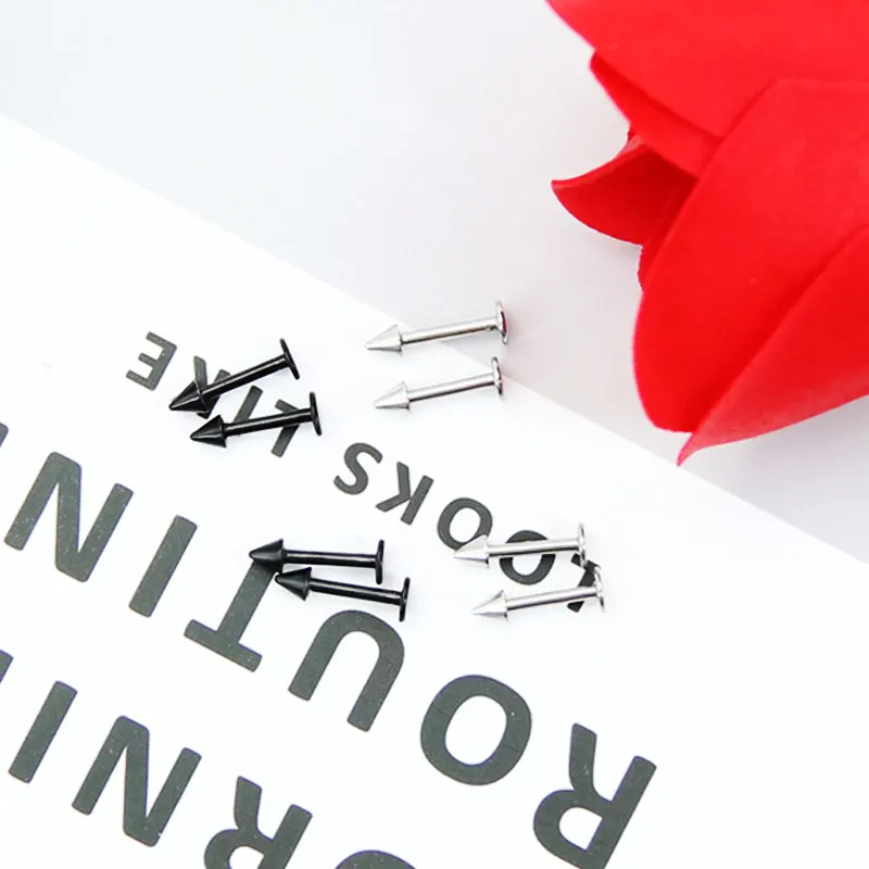 4 шт. черный нержавеющая сталь Спайк конус серьги гвоздики панк прохладный для