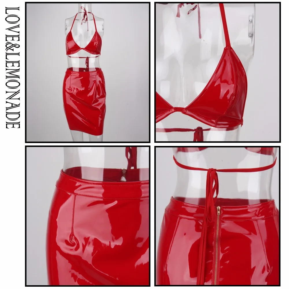 

LOVE & LEMONADE Red Two-Pieces Elastic Material Sets LM0721