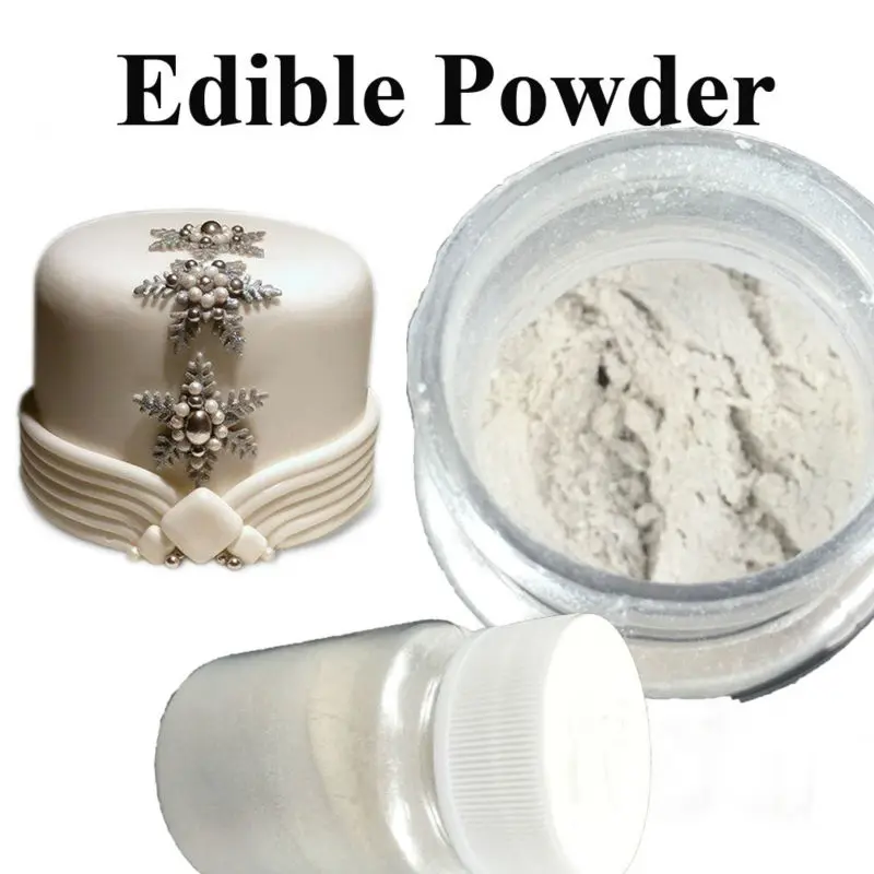 Съедобный пищевой порошок 15 г серебристый для украшения шоколада и торта