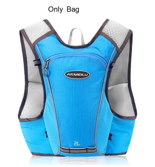 Only Bag Blue ANMEILU Для мужчин Для женщин 2L Бег Жилет-рюкзак против обезвоживания рюкзак для уличного спорта легкий марафон бег гонка велосипедная сумка - Цвет: Only Bag Blue