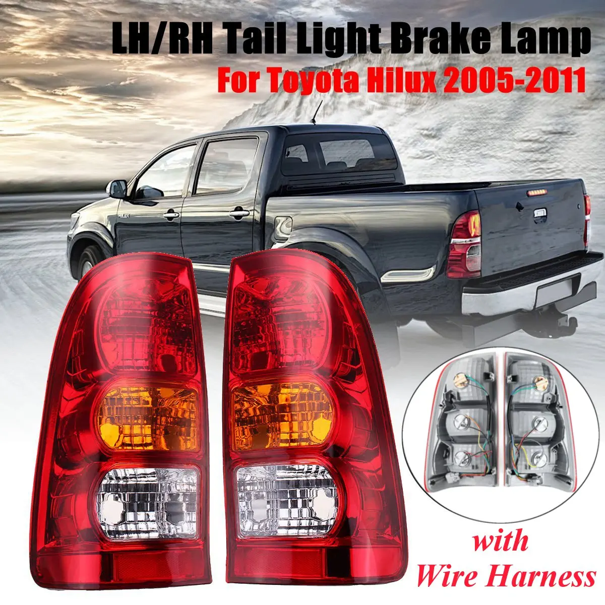 Левая/правая сторона красный задний фонарь для Toyota Hilux 2005 2006 2007 2008 2009 2010 2011 задние светильник фонарь стоп-сигнала с жгутом проводов