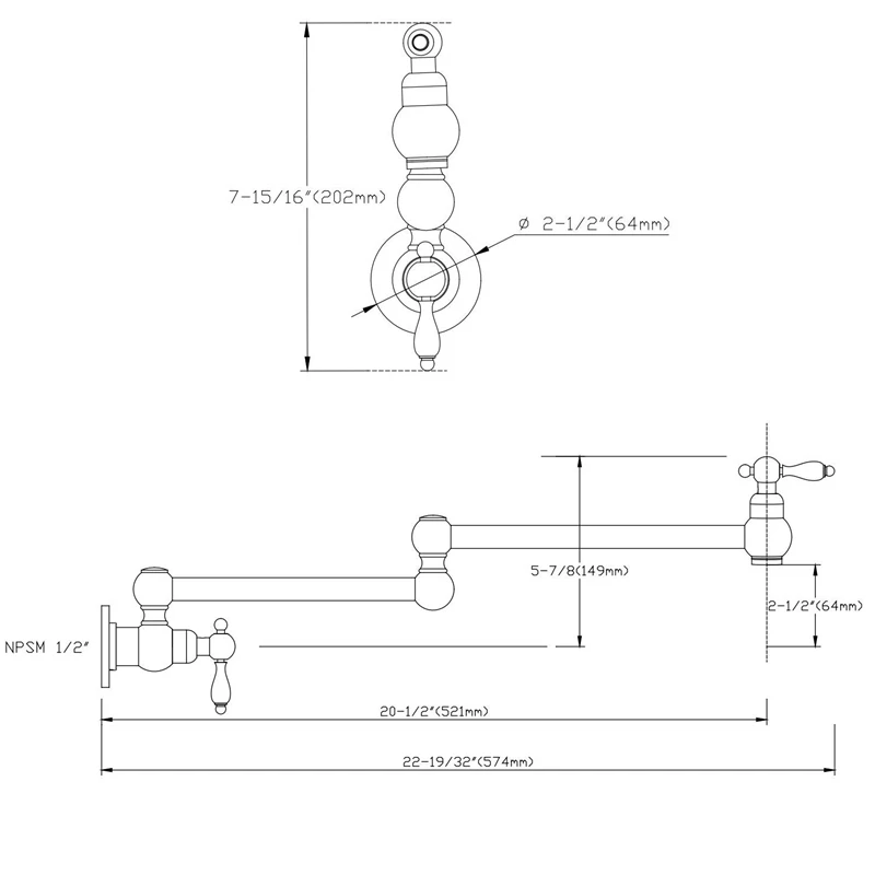 Hongdec Brass Pot Filler Folding Faucet Stretchable Double Joint Swing Arm Kitchen Sink tap | Обустройство дома