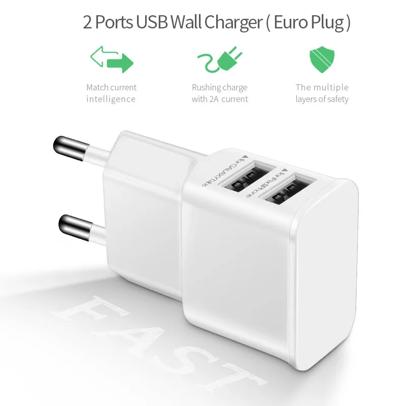 Usb настенное зарядное устройство адаптер 5 в 2a Быстрая зарядка двойной 2 порта ЕС