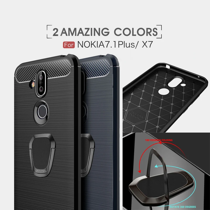 Карбона и оптоволокна для телефона чехол для Nokia 9 7,1 6,2 5,1 4,2 3,1 2,1 2,2 3,2X71 1 плюс X7 X6 X5 для детей 5, 6, 7, 8, магнитное кольцо держатель силиконовый чехол