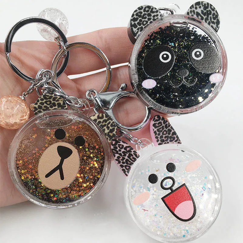 Жидкий трехмерный круглый брелок в виде животного креативный подвижный для