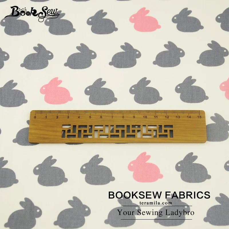 Booksew 100% хлопок саржевая ткань милые кролики узор домашний текстиль швейная Tecido