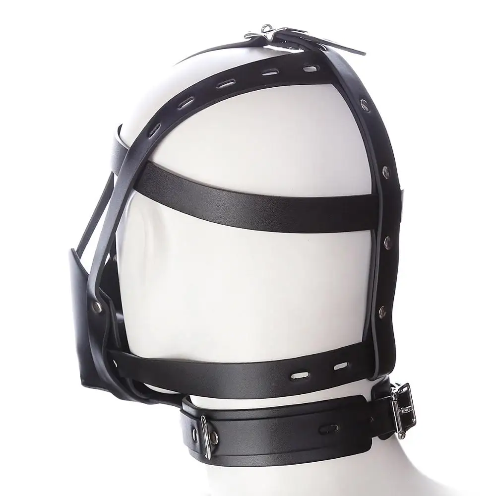 Маска на голову из кожи маска для рта с шаром кляп БДСМ связывание ограничитель