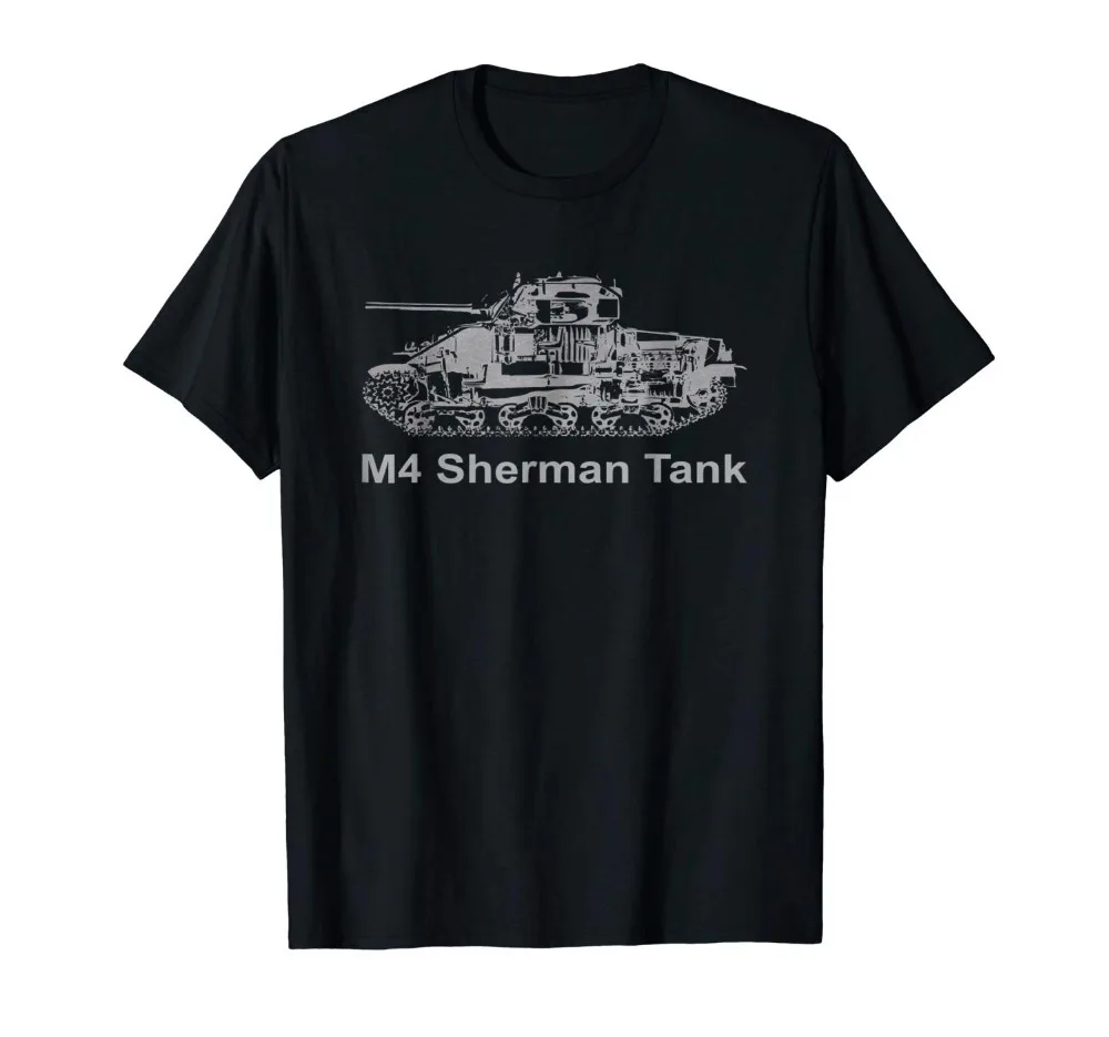 

Newest 2018 Men'S Fashion Hipster Style Sleeve Summer M4 Sherman Tank Wwii Cross Section Men Tee Shirts