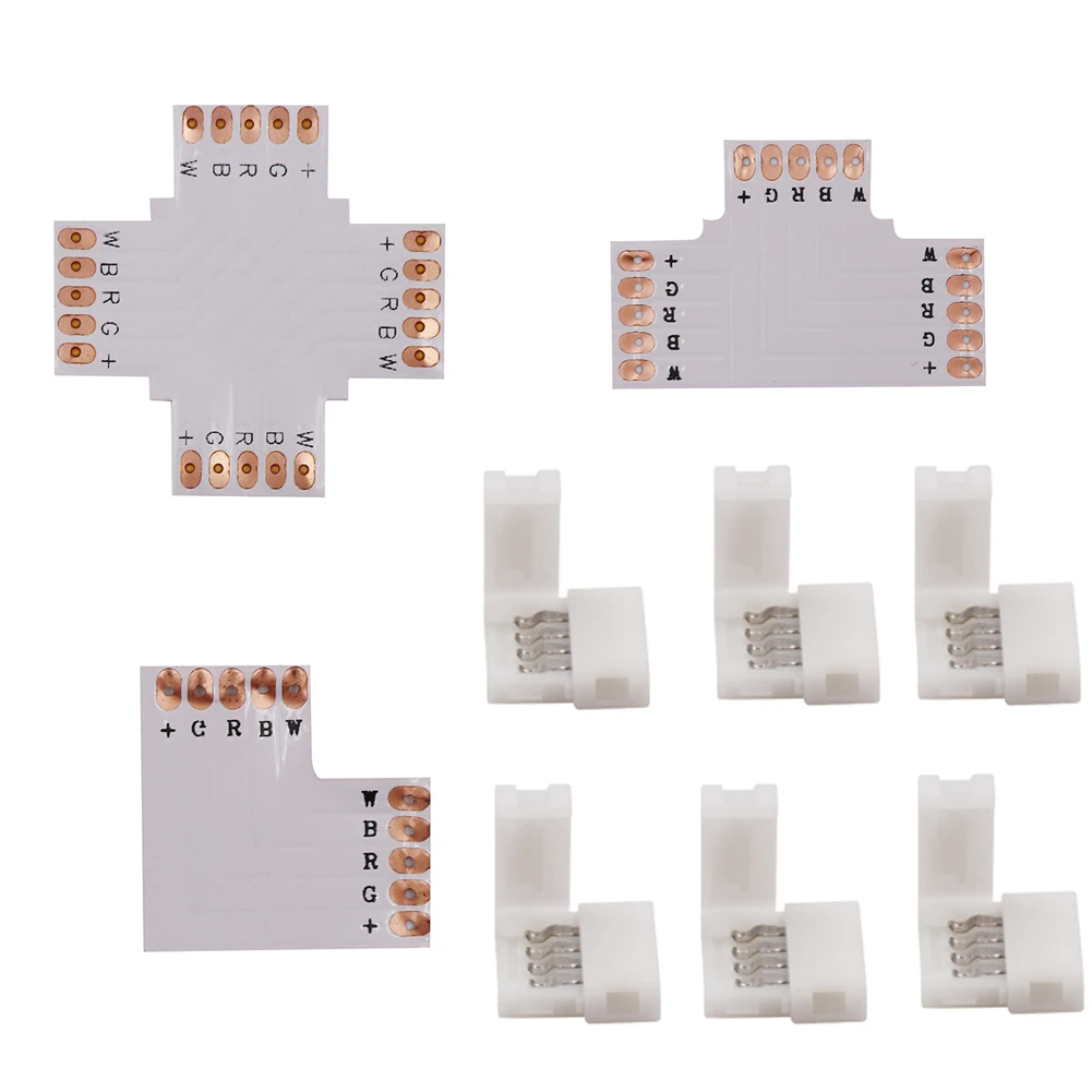 5 шт. RGBW светодиодные ленты RGB Разъем Клип 4pin 10 мм 5PIN 12 мм L T X форма 2pin 10 мм Соединительный угол пайки печатной платы
