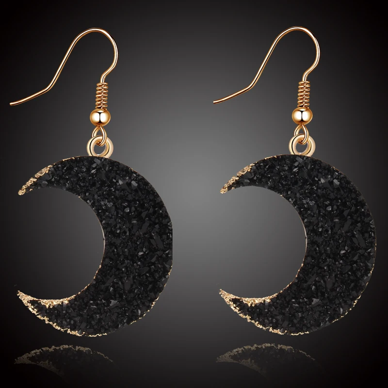 1 пара модные ювелирные изделия розовые черные висячие серьги с Луной кварцевые