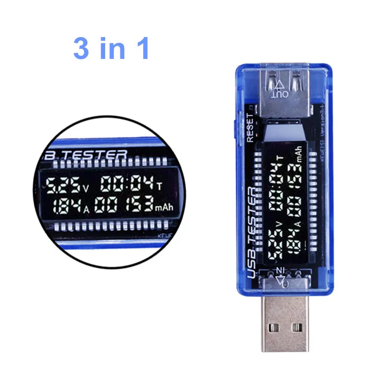 10 в 1 USB детектор Вольтметр Амперметр USB тестер напряжения тока тестер мощности измеритель напряжения ток скидка 20 - Цвет: 3 in 1 Blue