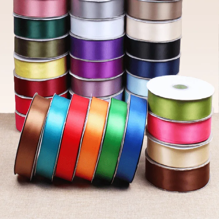 

91 meters/roll 1" 25mm single face Silk Satin Ribbon 22 color grosgrain ribbon for christmas/wedding decoration cloth supplies