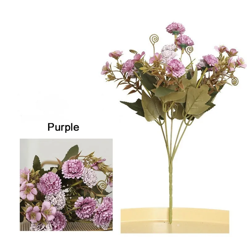 Purple Dream House DH искусственные шелковые цветы гвоздики невесты Свадебный букет матери подарок на день Настольный горшок украшения сада - Цвет: Purple