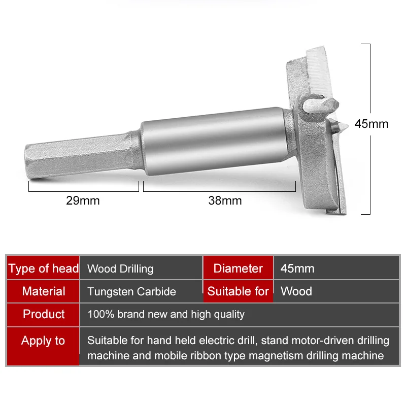1 шт. набор сверл для дрели из цементированного карбида 45 мм|drill bit set|drill forstnerauger drill