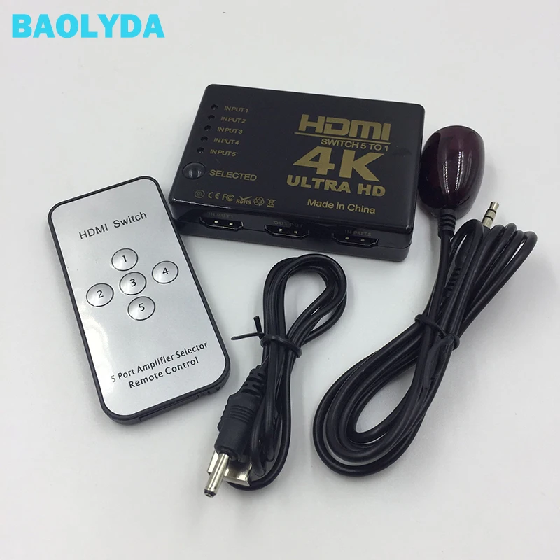 Baolyda HDMI коммутатор 4 K HD1080P 3 5 переключатель порта Selector Splitter с концентратора ИК