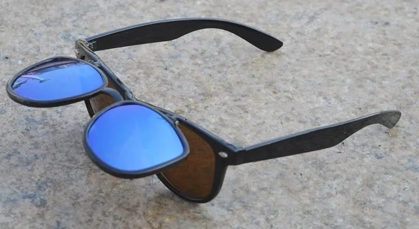 

Blue Mirror lens flip up diffraction glasses with fireworks lens