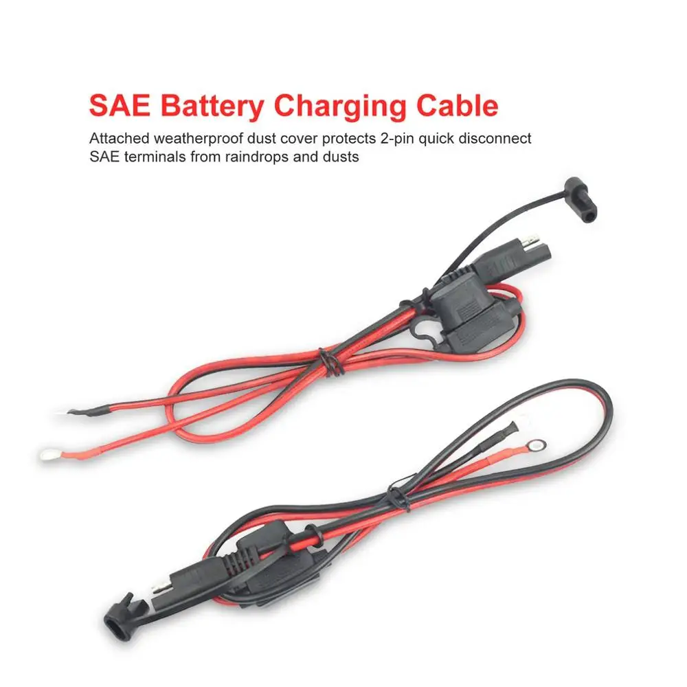 Foxsur 12V Charger Cable for Motorcycle Battery Terminal To SAE Quick Disconnect Output Connector | Обустройство дома