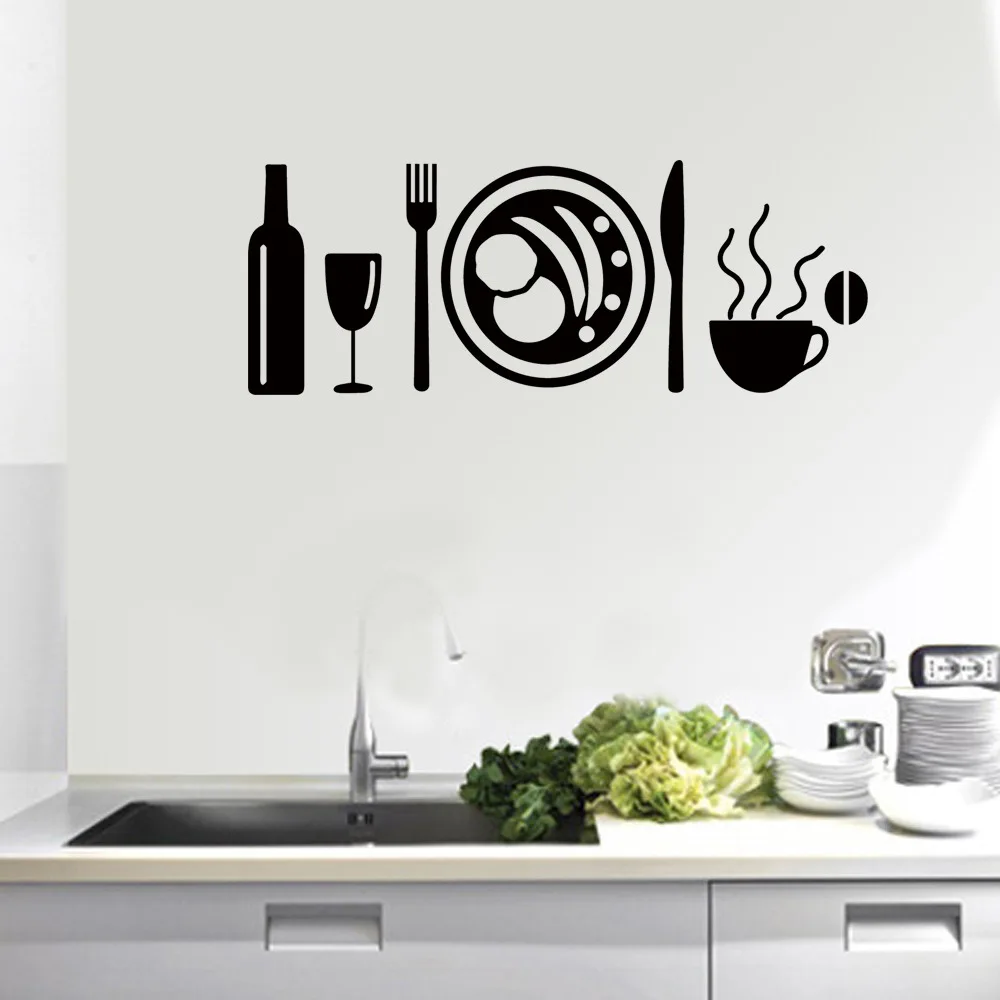 

Popular Creative DIY Tableware Cup kitchen Wall Sticker Decoration Wall Stickers Home Decor Wall Poster