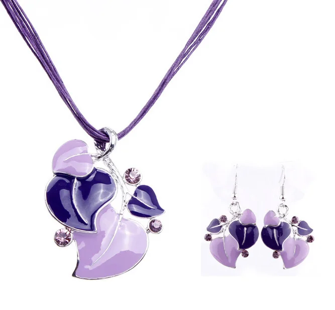 Высокое качество ожерелья покрытые эмалью из сплава и серьги набор женских