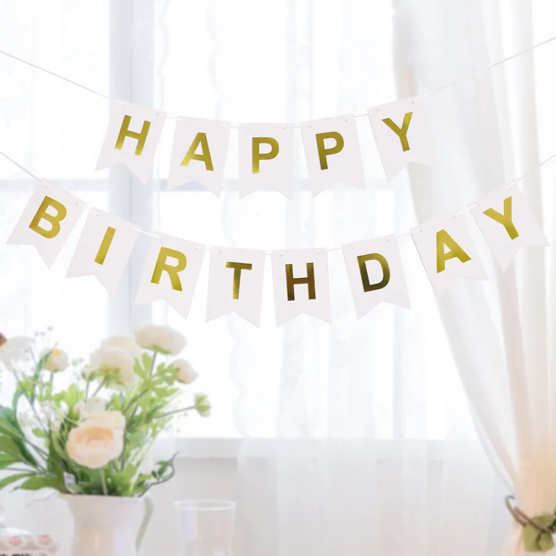 Детский день рождения украшения с днем баннер Золотой Блокировка Синий Розовый