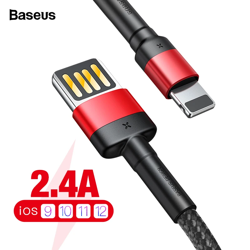 Baseus USB кабель для iPhone XS Max XR X 8 7 6 6s Plus 5 5S SE iPad Pro 2.4A Быстрая зарядка шнур для передачи данных кабели для мобильных телефонов