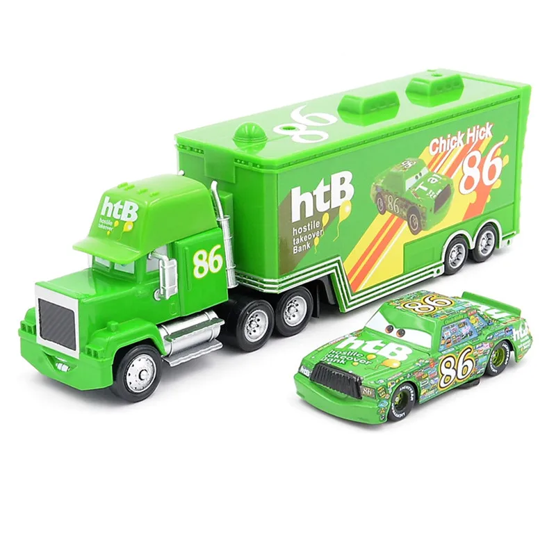 Disney Pixar Cars Lightning Mcqueen 2 шт./лот No.86 цыпленок Хикс мак грузовик и гонщик литье под