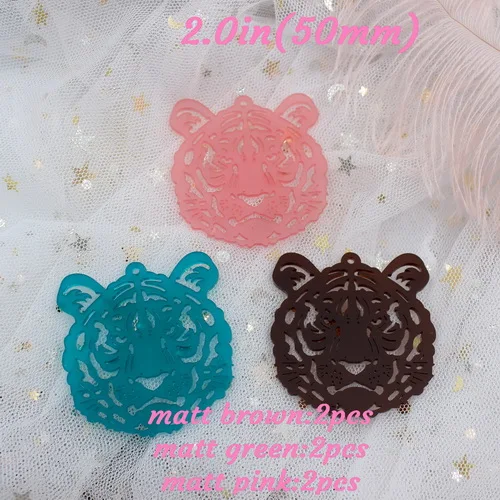 Matt set-6pcs 50 мм акриловые тигровые серьги праздничные подарки черный, белый, розовый/бирюзовый, желтый, матовый/зеркало/блеск серьги с тигром "-AC1277 - Цвет: Matt set-6pcs