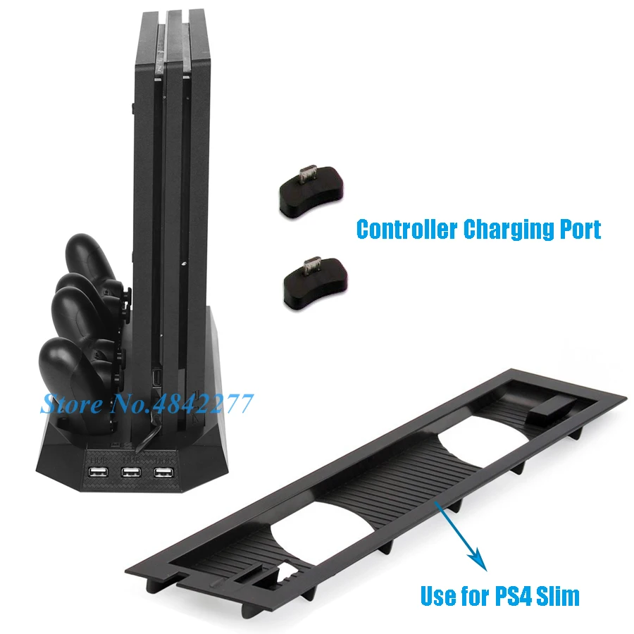 PS4 Pro Slim 2 в 1 подставка вентилятор охлаждения зарядное устройство для геймпада