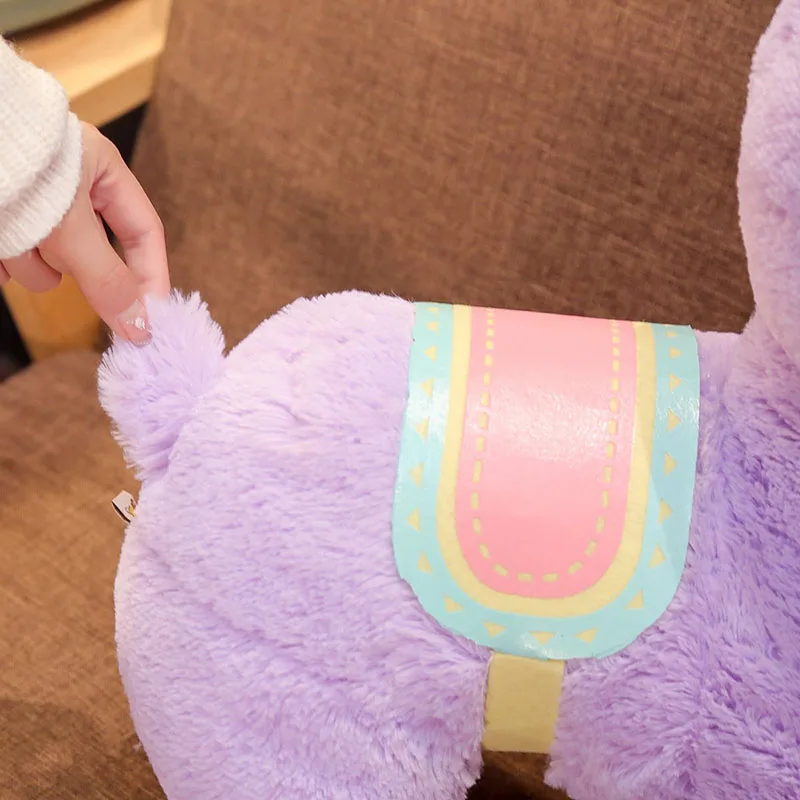 Плюшевые игрушки Yeaknow Alpaca фиолетовые белые розовые мягкие куклы с животными из