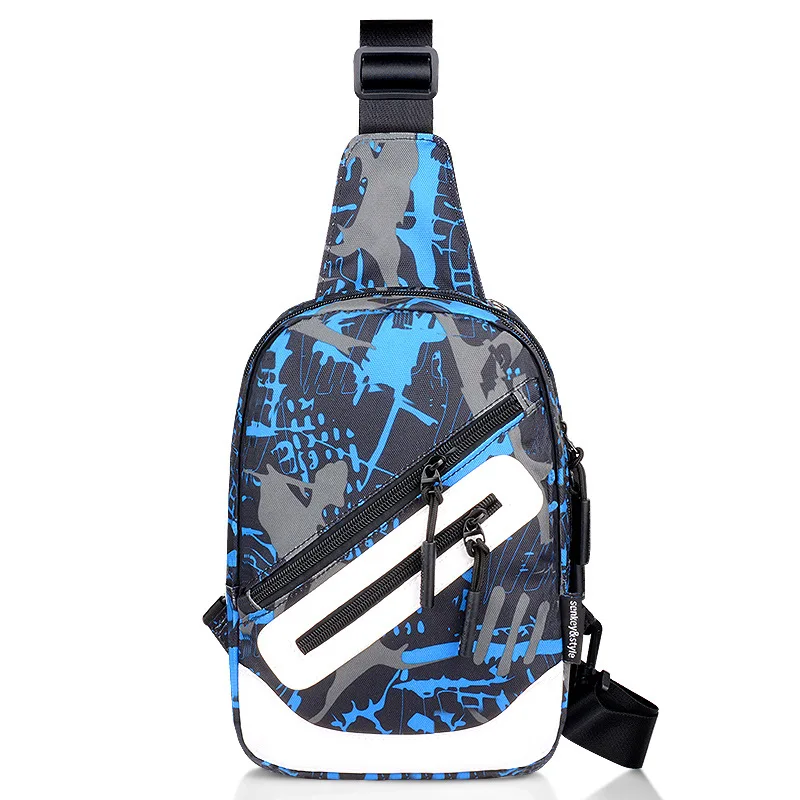 

New Fashion Mens Oxford Crossbody Bags Single Shoulder Bags USB Charging Chest Bag School Summer Short Trip Messengers Bag Male