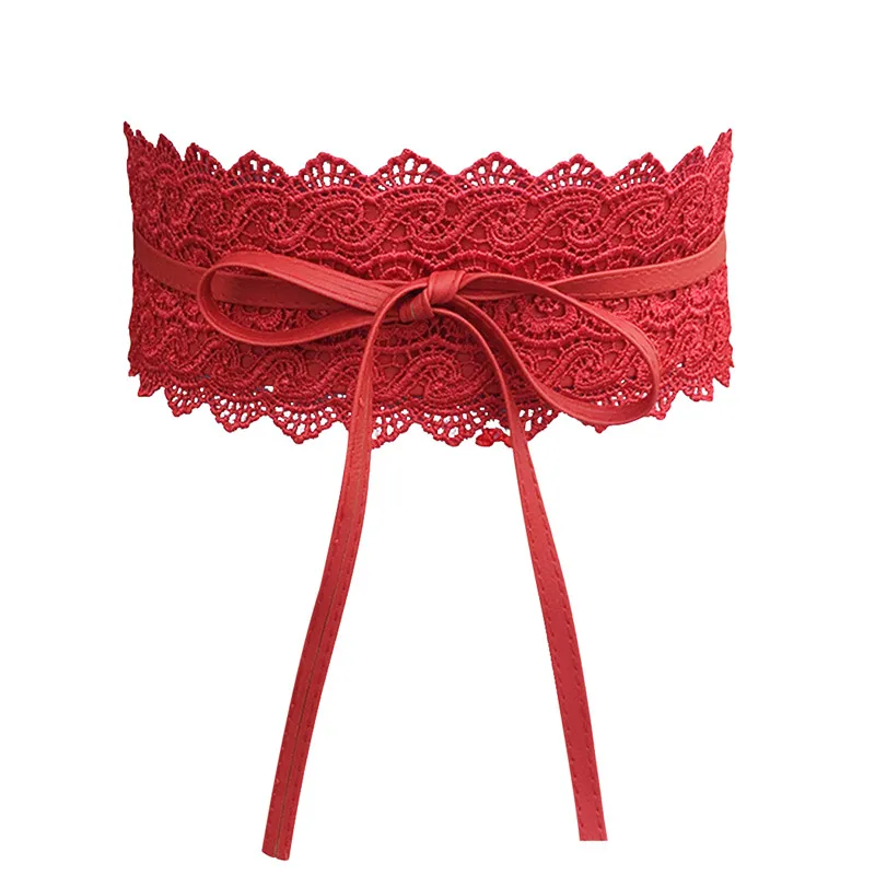 Черные кружевные широкие ремни для женщин 2018 Лето искусственная кожа эластичная