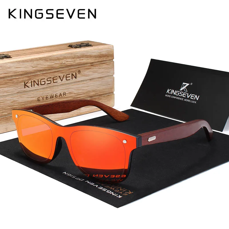 Мужские бамбуковые солнцезащитные очки KINGSEVEN брендовые дизайнерские ручной