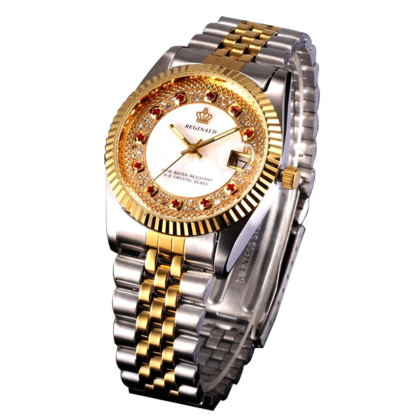 Деловые повседневные Роскошные модные мужские часы газа Дата алмазные