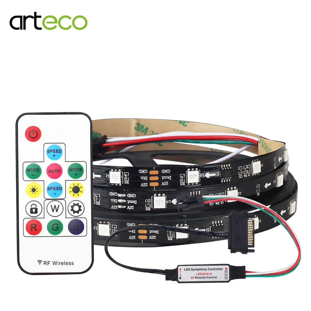 1 м 30 светодиодов WS2811 RGB Светодиодная лента неводонепроницаемый черный PCB