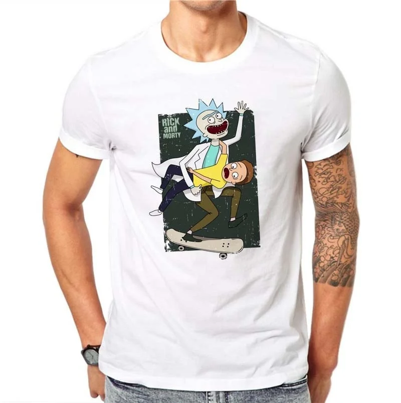 Rick and Morty Funny T-shirts Men T Shirts Summer Tshirt Short Sleeve White Shirt Casual Tee | Мужская одежда