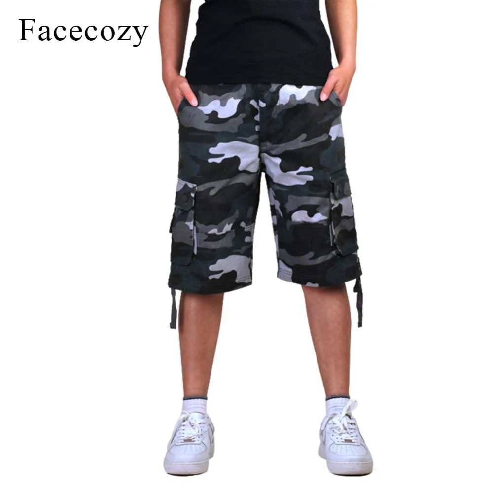 Мужские камуфляжные тактические шорты Facecozy свободные с несколькими карманами